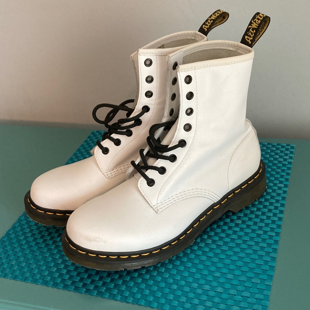 Dr. Martens White Leather Combat Boots
